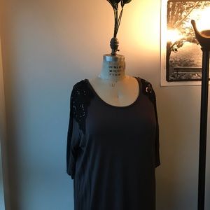 Gray Embellished Shirt-Dress